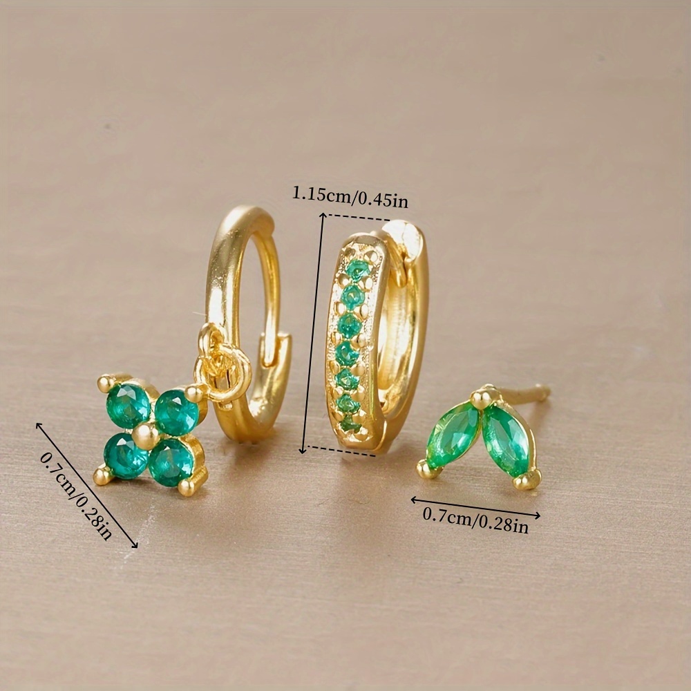 3pcs Cubic Zirconia Hoop Earrings for Women Cartilage Piercing